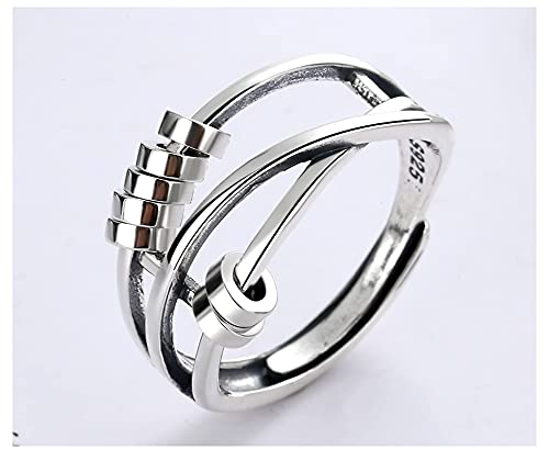 Seamosh Silver Anti Anxiety Rings For Women Men Fidget Spinner Band Unisex Adjustable Stacking Spinning Worry Ring #TOP1