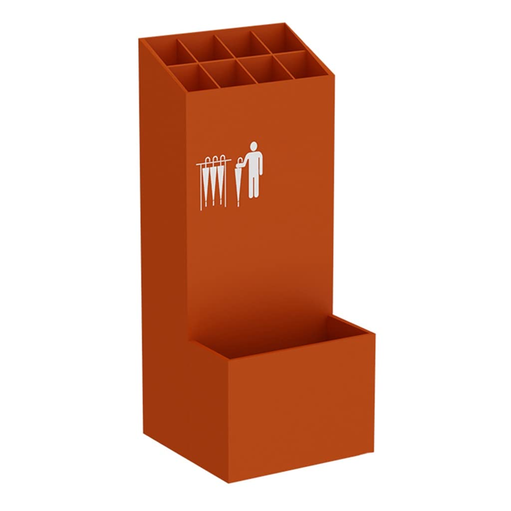 HYLYGFH Large Capacity Metal Umbrella Stand | Commercial Umbrella Storage Rack for Hotels | Stylish Orange Umbrella Bucket (22x22x53cm) - Perfect for Lobbies and Entryways