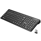 TECKNET Wireless Keyboard with Bluetooth & 2.4G USB for 3 Devices(Black)
