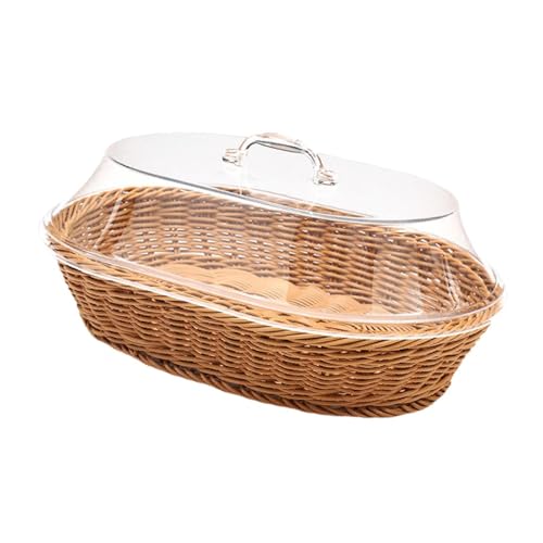 Panier en osier avec couvercle solution de rangement attrayante bois - 5