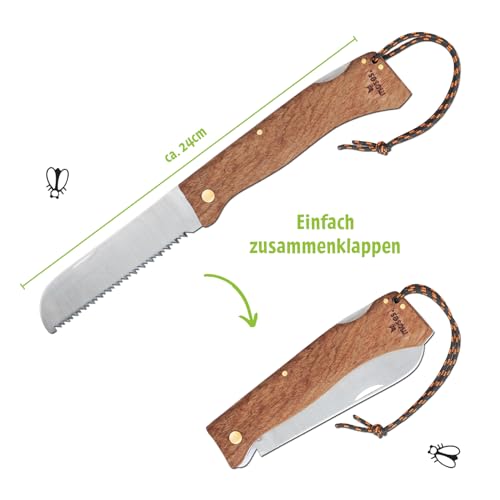 moses. Expedition Natur Klappbare Handsäge, Kindersäge mit Holzgriff, Fingerschutz & abgerundete Spitzen, Klinge aus rostfreiem Edelstahl, Outdoor-Werkzeug für Kinder, Silber