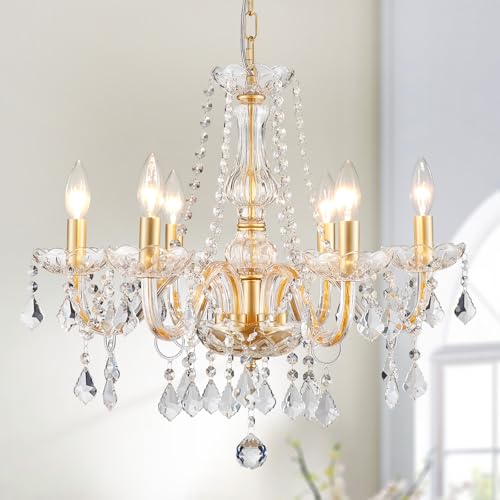 WUZUPS Chandelier à bougie en cristal, suspension, plafonnier encastré, Luminaire moderne pour chambre à coucher, entrée, bar, cuisine, salle de bain, H 68 x L 56,...