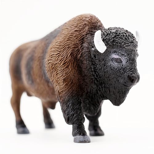 Gemini&Genius North American Bison Figurine Animal Toy, Bull Action Figure, Wildlife Play Toy for Kids, Hand Painted, Realistic and Durable Toys for Children Boys and Girls Gift