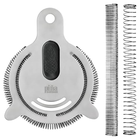 Piña Barware's The Hawthornette - Stainless Steel Commercial Hawthorne Style Cocktail Bar Strainer with Two Coils, Polished Finish 1 Pack Cover