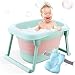 BEWAVE Baby Bath Tub, Folding Infant Bathtub, Portable Collapsible Newborn Toddler Bath Support with Cushion for 0-5 Years, Green