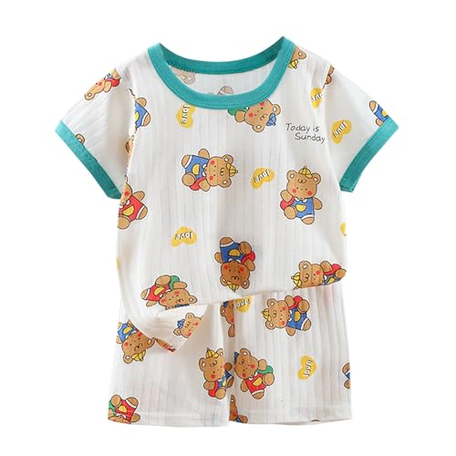 Toddler Boys Dinosaur 𝐏ajamas Summer Baby Cute Animals 𝐏𝐣𝐬 Cotton Short Sleeve Matching Outfits (Green, 6-12 Months)