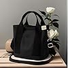 Shengxi Canvas Tasche damen, Große Kapazität Handtasche Canvas mit Reißverschluss, Multifunktion Lässig Handtasche geeignet für den Alltag Büro Schule Reisen und Einkaufen, Schwarz #4