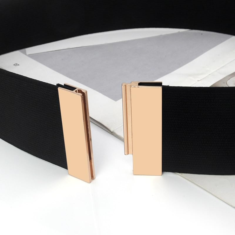 Metal Buckle Wide Belt, Stylish Stretch Waistband, Women Vintage Stretch Belts for Dresses Decoration4