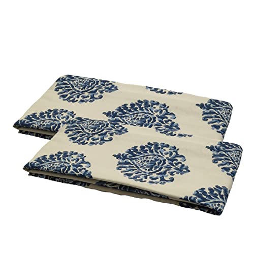 Image of Trance Home Linen 200 Tc 100% Cotton Paisley Printed Pillow Covers | Pillow Cases | Set of 2 Piece Pillow Covers Only |Standard Size (Damask Blue, 18 X 28 Inch)