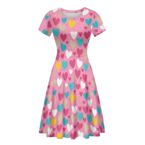 Image of AFPANQZ Womens Casual Summer Lightweight Vintage Dress Short Sleeve Midi Dress Knee-Long Luxury Formal Dress