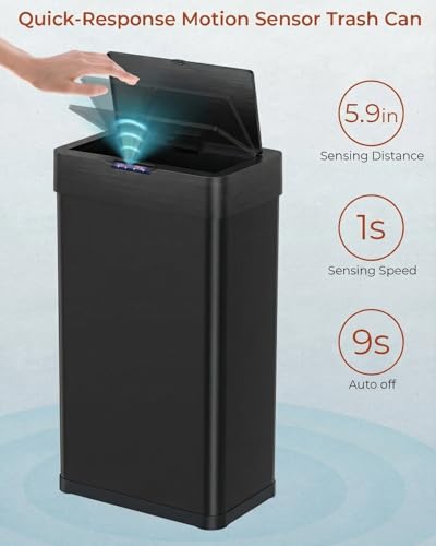 Caneca de basura rectangular automática 50 L negra miniatura 3