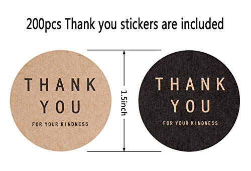 200 Pcs Self Adhesive Cookie Bags Cellophane Treat Bags Thank You Cookie Bags for Gift Giving with Stickers(4x4in)