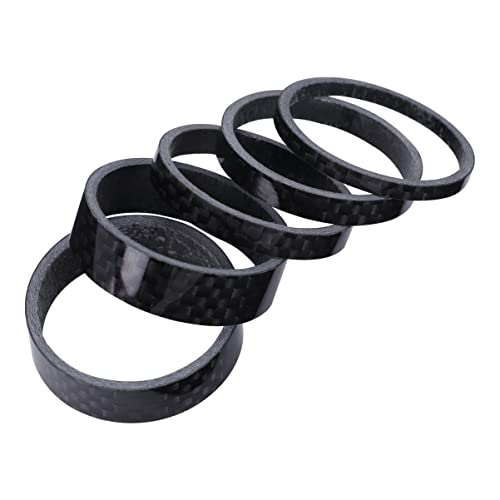 Happyyami 1Set Bike Carbon Fiber Headset Spacers Kit for Handlebar Height Durable Fork Washer Gaskets Thickness Cycling Accessories for Mountain