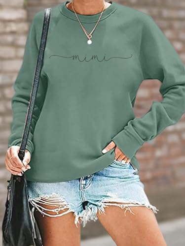 Image of RFBIQI Mimi Sweatshirt Women Funny Letter Print Grandma Gift Pullover Top Nana Casual Crewneck Long Sleeve Tee Shirt