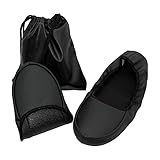 [smatabi] スリッパ 室内 携帯スリッパ メンズ 【 Mサイズ 折りたたみ フェイクレザー 巾着ポーチ付き 】 フォーマル ルームシューズ slipper2tメンズM黒