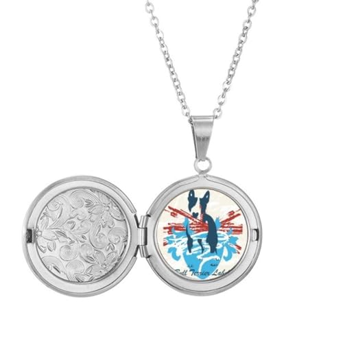 Collier médaillon graffiti street rouge/bleu pendentif homme femme tendance