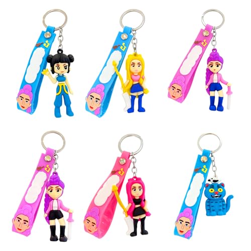 HYZMSZA Juego de 6 llaveros de PVC, Llaveros Creativos con Tema de Anime, Adecuados para Ferias de Anime y como Adornos de Mochila, Regalo para Aficionados a las Películas