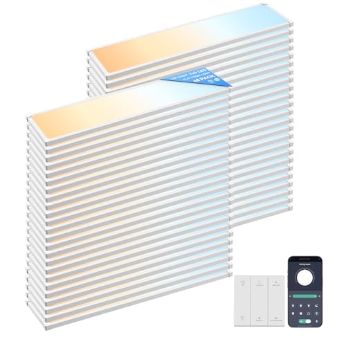 Image of AIKVSXER 1x4 LED Flat Panel Light Surface Mount, 2.4G Switch & App, 48 Pack