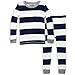 Burt's Bees Baby Infant Organic 2 Piece Pajama Set, Midnight Rugby Stripe, 18 Months