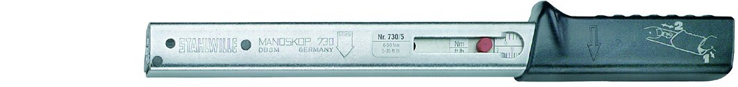 Stahlwille 730/4 Service Manoskop Torque Wrench, Size 4, 8-40Nm Scale Range, 1Nm Scale Division, 27.5mm Width, 23mm Height, 222mm Length