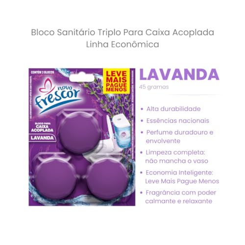 kit 6 Blocos Sanitário Triplo para Caixa Acoplada 45g (Roxo - Lavanda)
