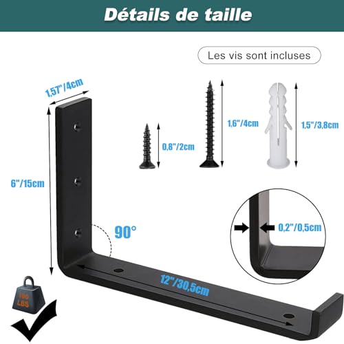 Equerre Etagere Murale Renforcée 30 cm Anti Affaissement