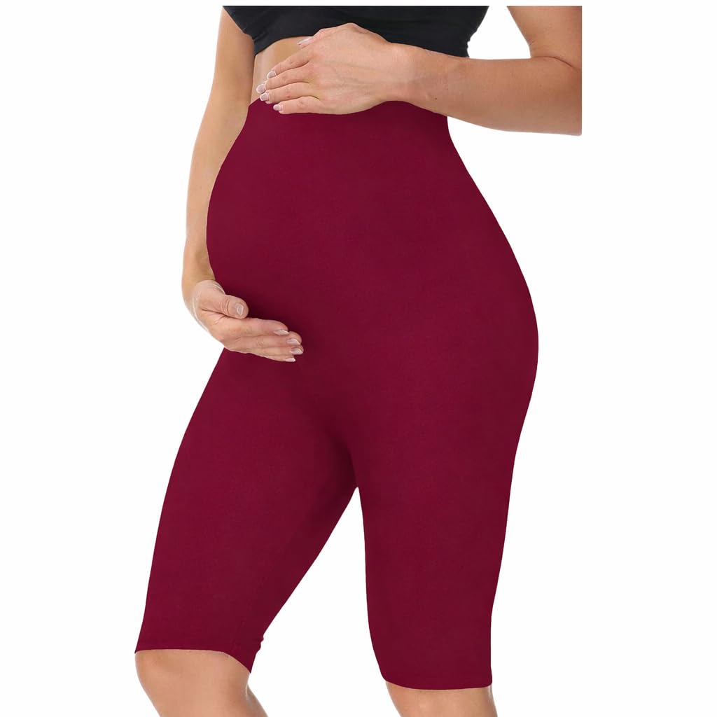 Sai's Women's High Waist & Till Knee Cotton Lycra Maternity Shorts|Pregnancy Shorts|Maternity Trouser Over The Belly for The Pre & Post Pregnancy-image-8