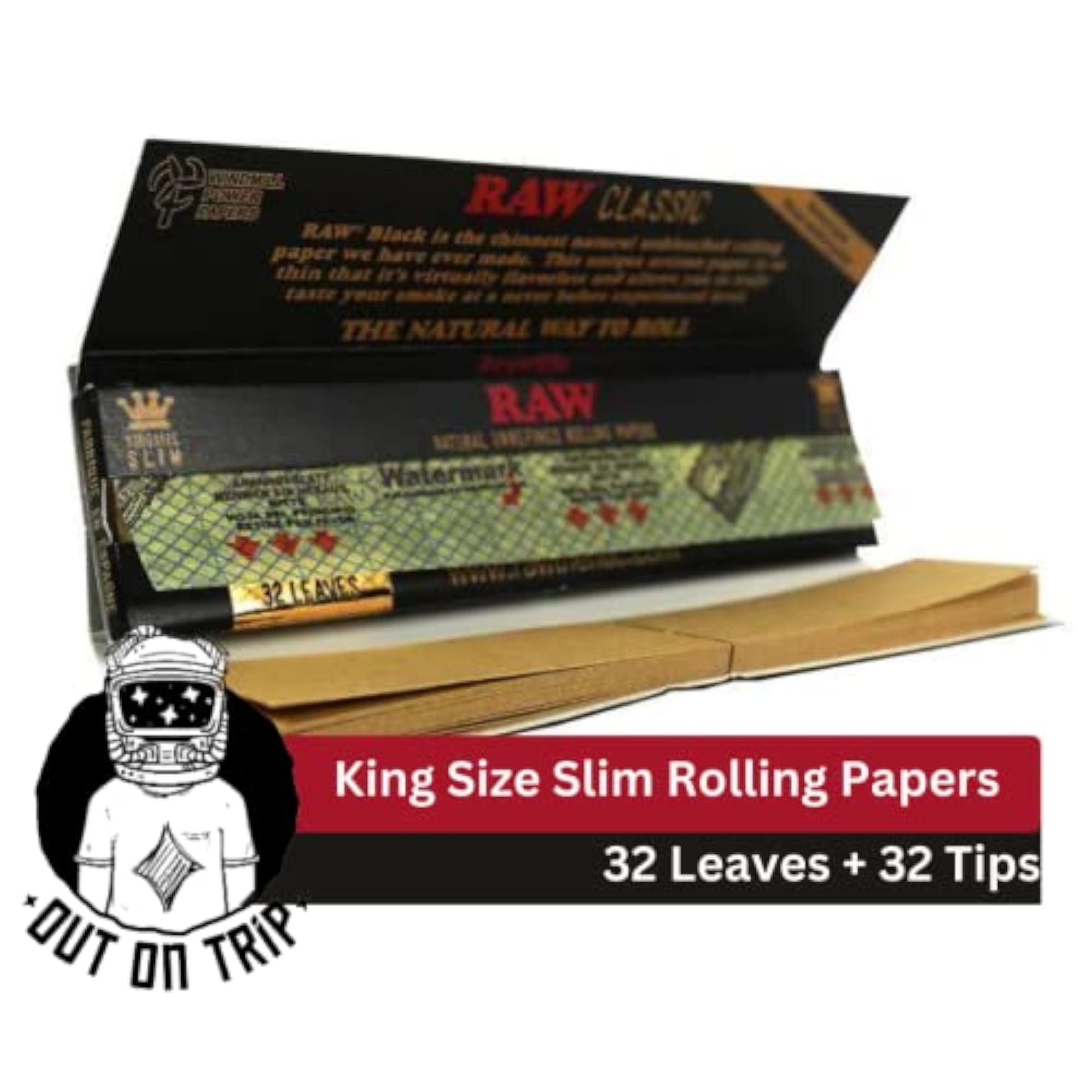 Raw Black Rolling Paper with Roach Pad, Smoking Accessories