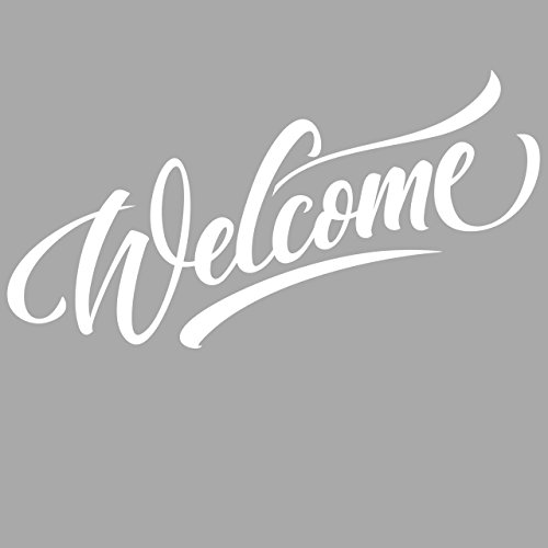 Welcome Willkommen Wandtattoo Sticker Aufkleber Wandaufkleber wiederablösbar (30 cm x 10 cm, Weiss) Cover