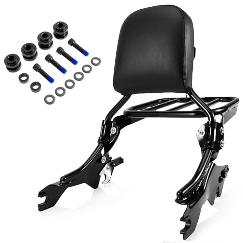 Kekykm Fat Bob Softail Backrest Holdfast Sissy Bar Upright Pack of Sport Luggage Rack Compatible with Harley Davidson FXFB FXFBS 2018-2023 w/Docking Hardware Kit, Gloss Black