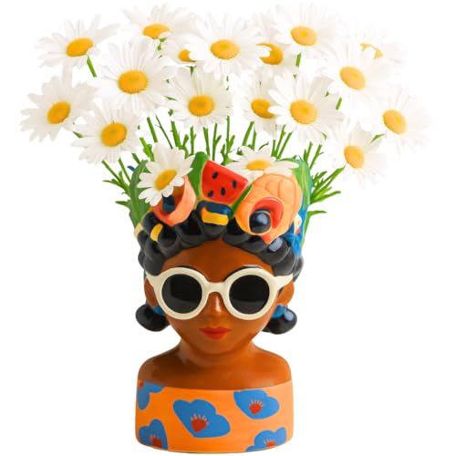 Jarrón de flores para revivir espacios aburridos, florero de mesa con forma de cara de mujer 3
