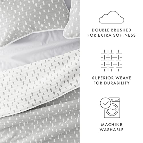 Merit Linens Gray 3-Piece Reversible Full/Queen Quilt Comforter With 2 Shams | Lightweight, All-Season, Patterned Bedspreads | Modern Coverlet Sets - Painted Dots/Light Gray #TOP2