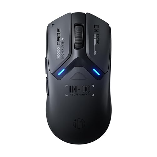 INPHIC IN10P Lightweight Wireless Gaming Mouse, Tri-Mode Wireless Mouse with Bluetooth/ 2.4G/ USB-C Wired, 60g Superlight, PAW3395 26K DPI Sensor, 8kHz Polling Rate, Fully Programmable, Black