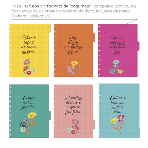 Divisórias Iscool P/Caderno De Disco G Coleções Flower Power