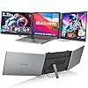 Blackview DCM6 – Extensor de pantalla triple para laptop, pantalla externa portátil 1080P FHD IPS de 14 pulgadas, dos cables USB C de viaje para laptop de 13 a 17 pulgadas, compatible con Windows/Mac