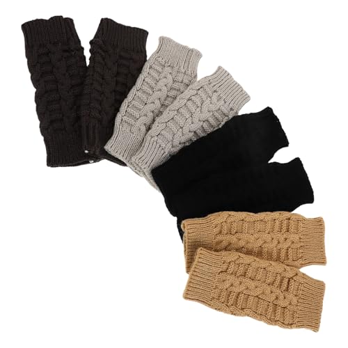 Guantes de invierno sin dedos para mujer POPETPOP 4 pares de mitones de punto