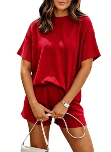 Image of MARZXIN Women 2 Piece Short Set with Vertical Stripes Summer Cruise Outfits | 2026 Short Sleeve Postpartum Maternity Matching Set Daily Wear Vacation Travel Airport Outings Pocket