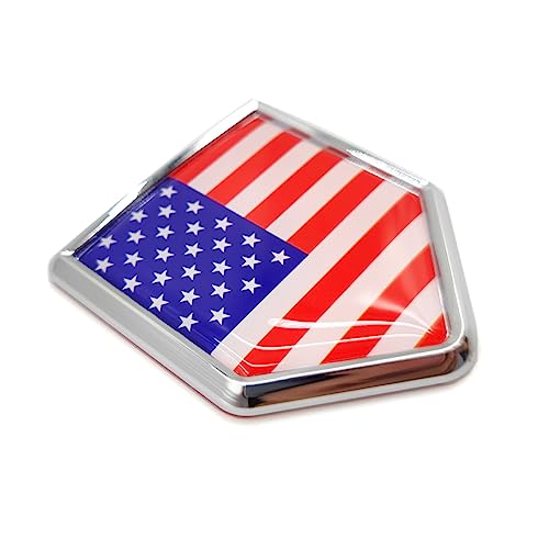 Overdecor US American Flag Decal Stickers Car Emblem USA Car Accessories Decorations Chrome Shield Flag Sticker Decals for Cars Truck Vehicles, 2 Pack