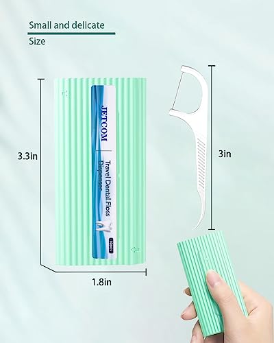 Travel-When-Traveling-for-Oral-Cleaning-of-Portable-Dental-Floss-Picks-DispenserTravel-Floss-Picks-Case-ReusableBuilt-in-10-Count-Adult-Dental-FlossTwo-BoxesGreen