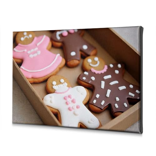 QXKL Decorazione per soggiorno con biscotti di pan di zenzero in una scatola. Tela decorativa per la decorazione della stanza (30 x 40 cm)