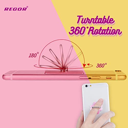 Image of Regor Finger Grip & Mobile Holder | Cell Phone Grip Holder for Hand & Mobile Back Holder | Selfie Holder & Works as iPhone Stand & Android Phone Stand for Desk - Leaf Rose Gold