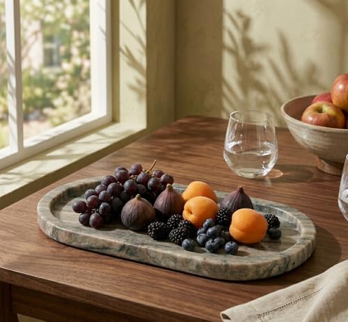 Image of MBSC White Marble Serving, Venity Tray, Cheese Platter to Presenting Main Courses, Wines or Desserts (Grey) (Grey)