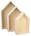 Produktbild KREUL 45155 - Holzboxen 3er Set in Hausform, je 1 Stück ca. 20,3 x 12,6 x 5 cm, ca. 25,3 x 17 x 5,5 cm und ca. 31 x 21,3 x 6 cm, unbehandelt, zum Verzieren mit verschiedenen Techniken und Farben