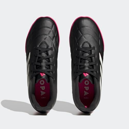 adidas Copa Pure.3 Turf Soccer Shoe, Black/Zero Metallic/Team Shock Pink, 4.5 US Unisex Big Kid | Image 2