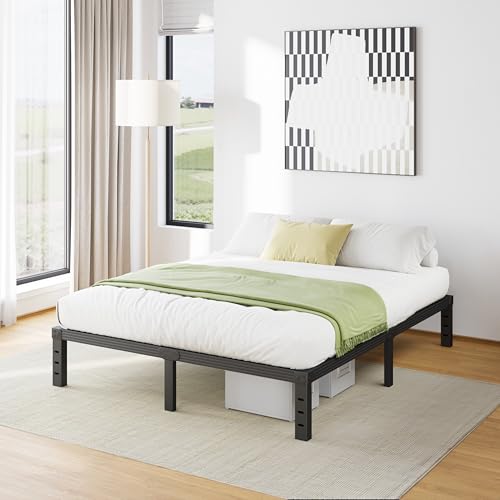 Furnitui 12 Inch High Metal Queen Bed Frame, Platform Bed Frame Queen Size No Box Spring Needed, Easy Assembly, Noise Free, Sturdy, Black