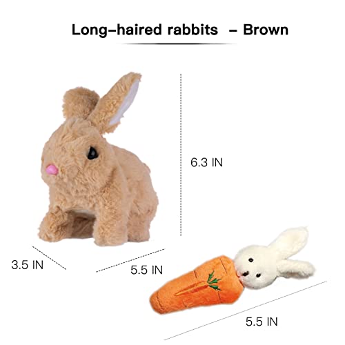 Festivalcos Bunny Toys Interactive Toys Bunnies Can Walk And Talk, Easter Plush Stuffed Bunny Toy Walking Rabbit Educational Toys For Kids, Hopping Wiggle Ears Twitch Nose (Brown, With Carrot) #TOP4