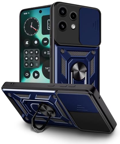 Image of WOW IMAGINE Tough Armor Bumper Mobile Back Case for Nothing Phone 3A Lite | Sliding Camera Cover | Shock Proof 360 Protection | Hybrid PC + TPU | Ring Holder with Kickstand - Blue