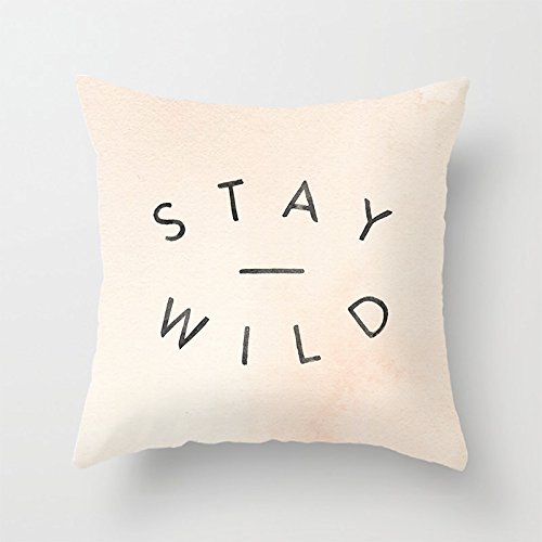 Decorative 18 x 18 Inch Canvas Pillow Cover Cushion Case, Stay Wild