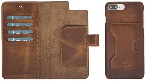 Venito Florence Leather Wallet Phone Case Compatible with iPhone 8 Plus and 7 Plus - Extra Secure with RFID Blocking - Detachable Phone Wallet (Antique Brown)