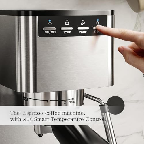 Kismile - Máquina de café expresso de 20 barras, máquina de café expresso com espumador de leite, máquina de cappuccino e café com tanque de água removível de 40 onças, máquinas de café expresso - Imagem 5